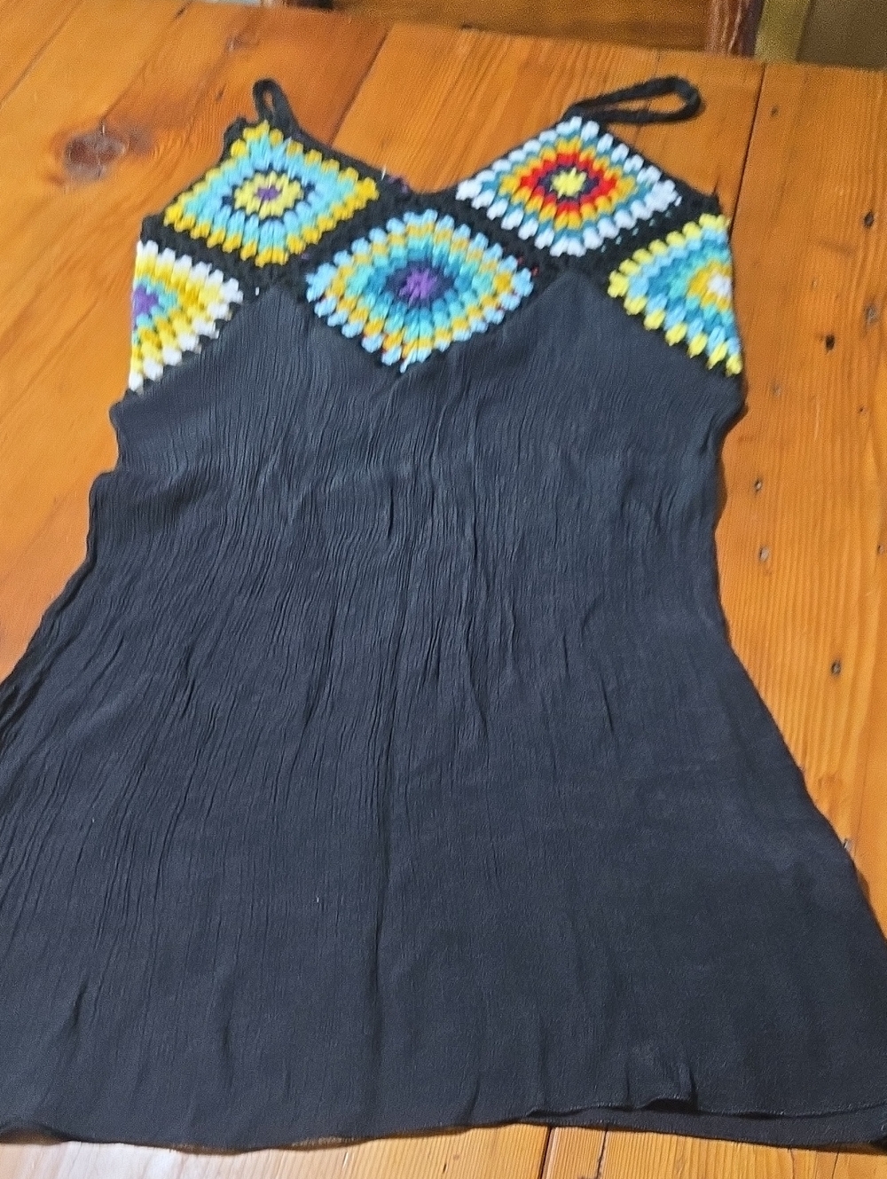 Cupshe Sz L Black Crochet-Accent Coverup